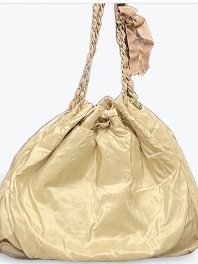 J. Crew Designer Champagne Neutral Golden Shimmer Sling Tote with Chain Strap